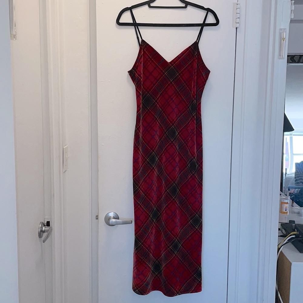The Kooples red plaid velvet dress - Picture 1 of 7